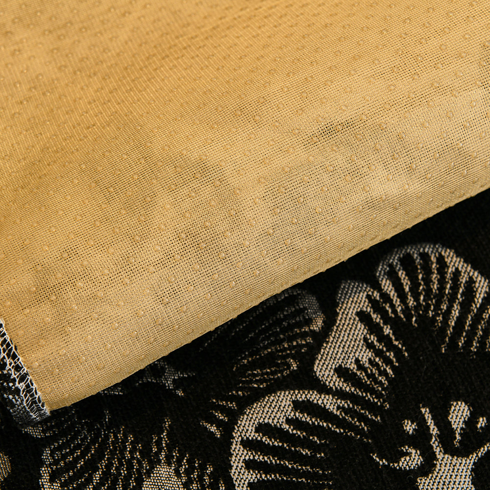 Jacquard Floral Chenille Sofa Cushion, Dotted Rubber Non-Slip Backing, All Season Couch Pad With Gold Edge Trim